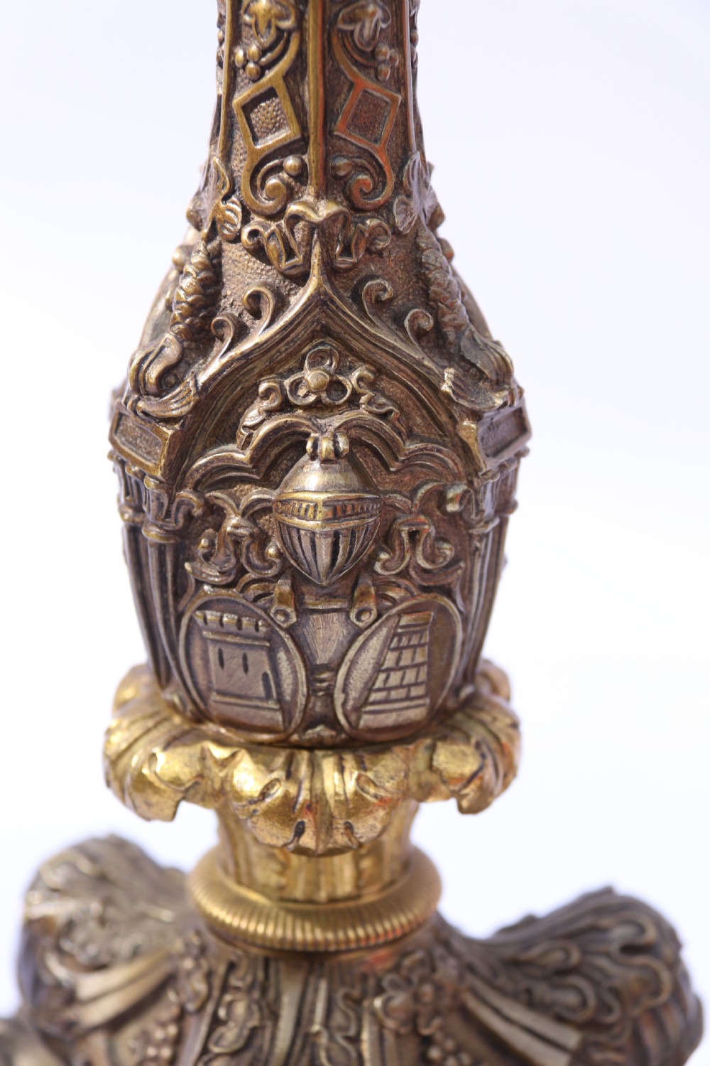 A pair of 19th C Bronze and Gilt Candlesticks, Circa 1845 View VII