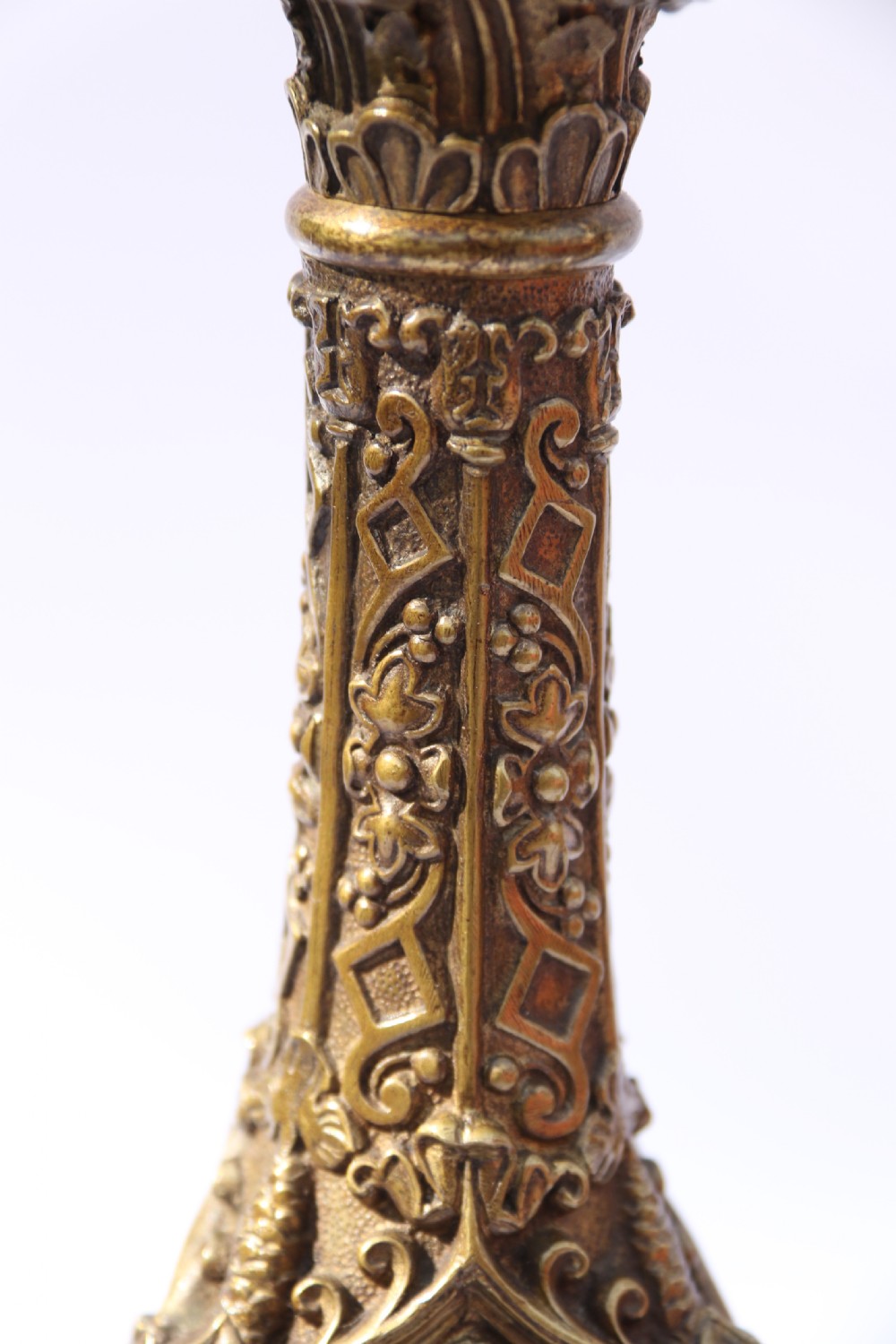 A pair of 19th C Bronze and Gilt Candlesticks, Circa 1845 View IX