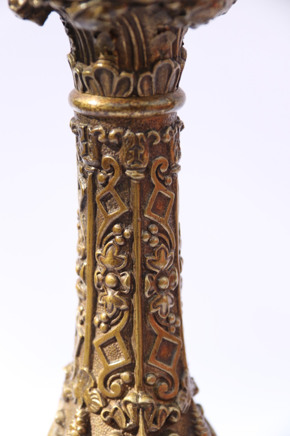 A pair of 19th C Bronze and Gilt Candlesticks, Circa 1845 View XI