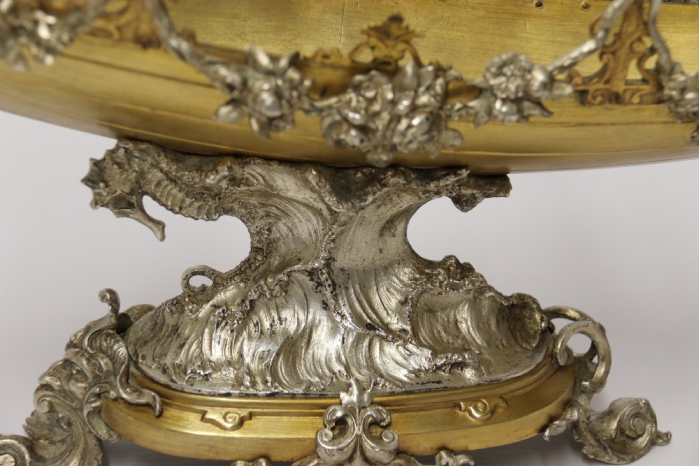 A fine silver and gilt bronze table centre piece in the form of a gondola  View XV