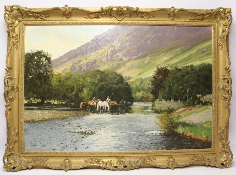 Oil on Canvas Lake District View of the River Derwent by W R Jennings, 1969