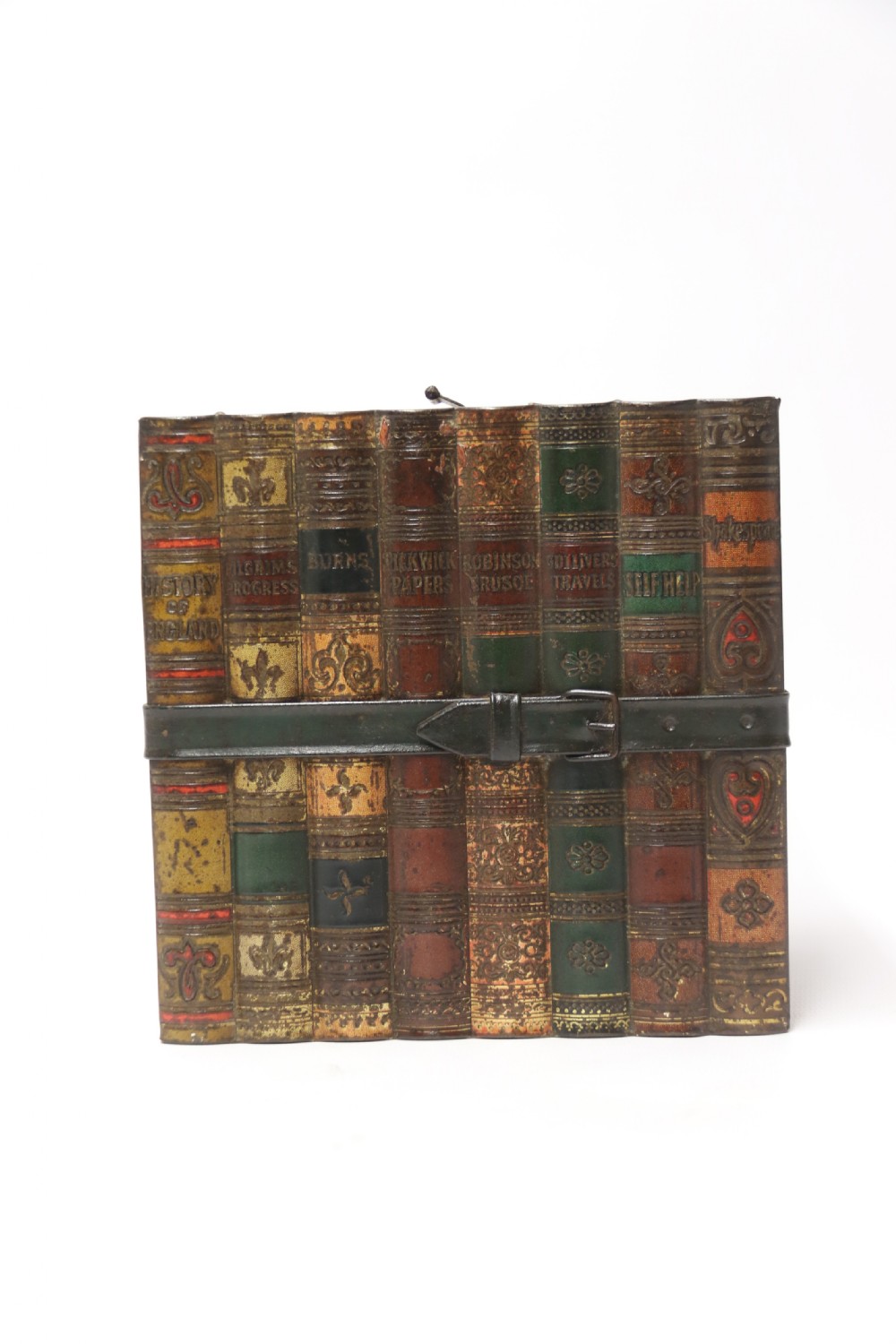 A Victorian Huntley and Palmer Biscuit Tin in the form of a Group of Books View II