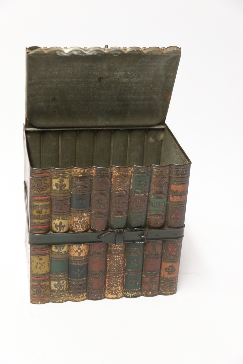 A Victorian Huntley and Palmer Biscuit Tin in the form of a Group of Books View VIII