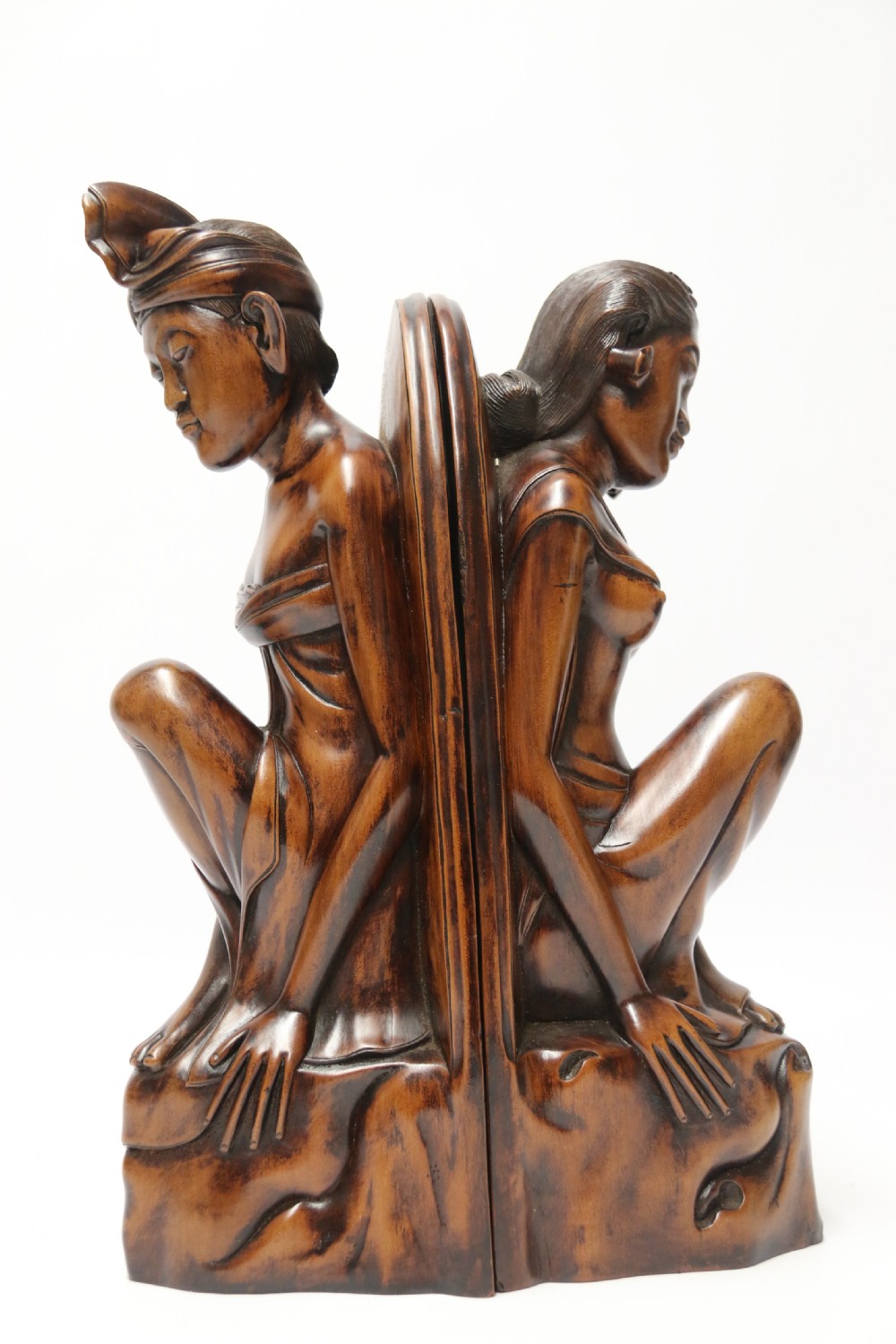 A Fine Pair of Bookends Carved in Hardwood from the Mas Village on the  Island of Bali View II