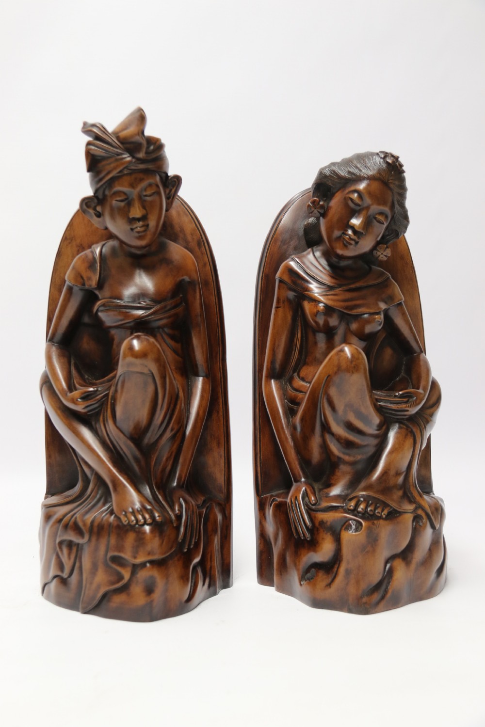 A Fine Pair of Bookends Carved in Hardwood from the Mas Village on the  Island of Bali View III