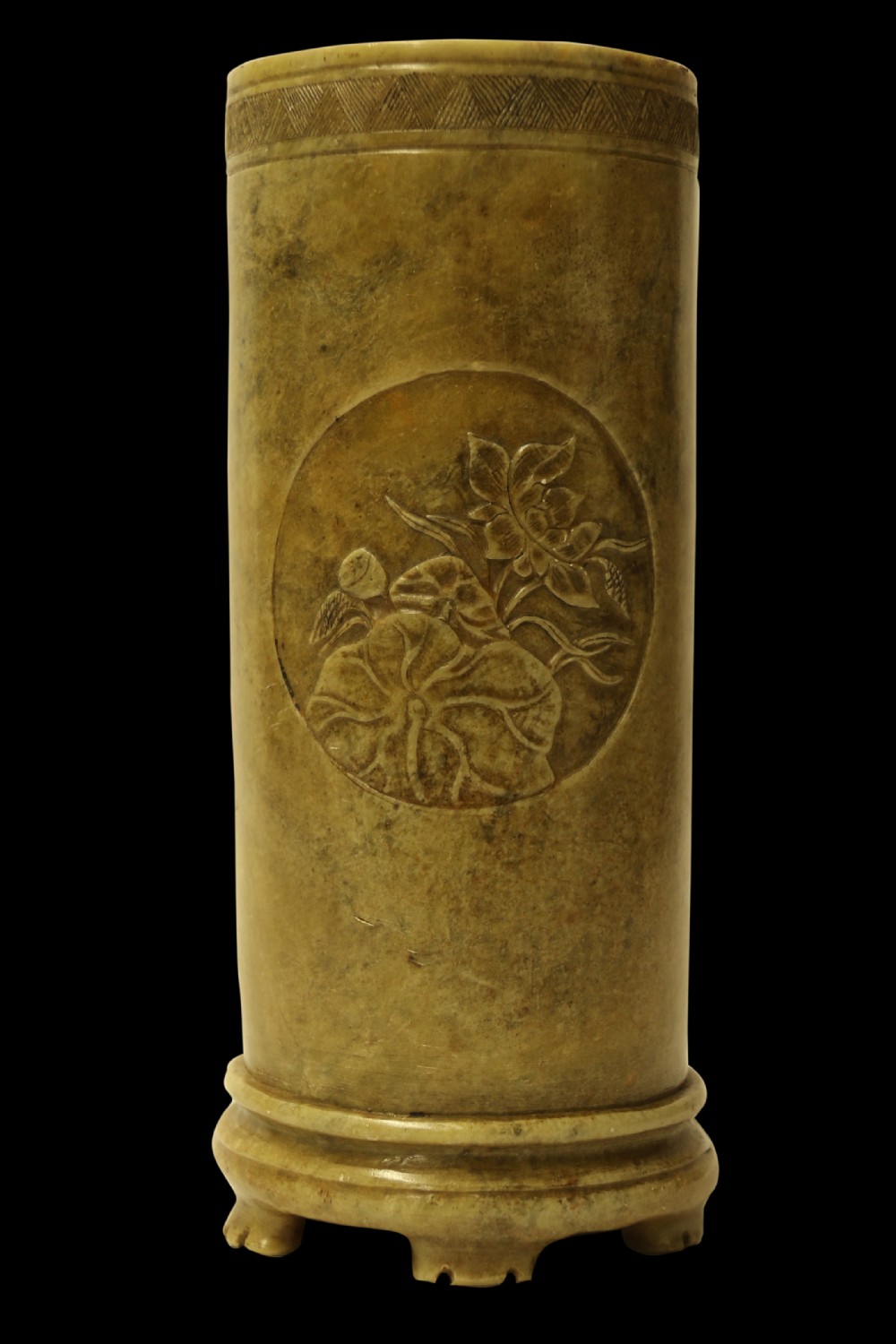 A Rare Chinese Carved Soap Stone Brush Pot  