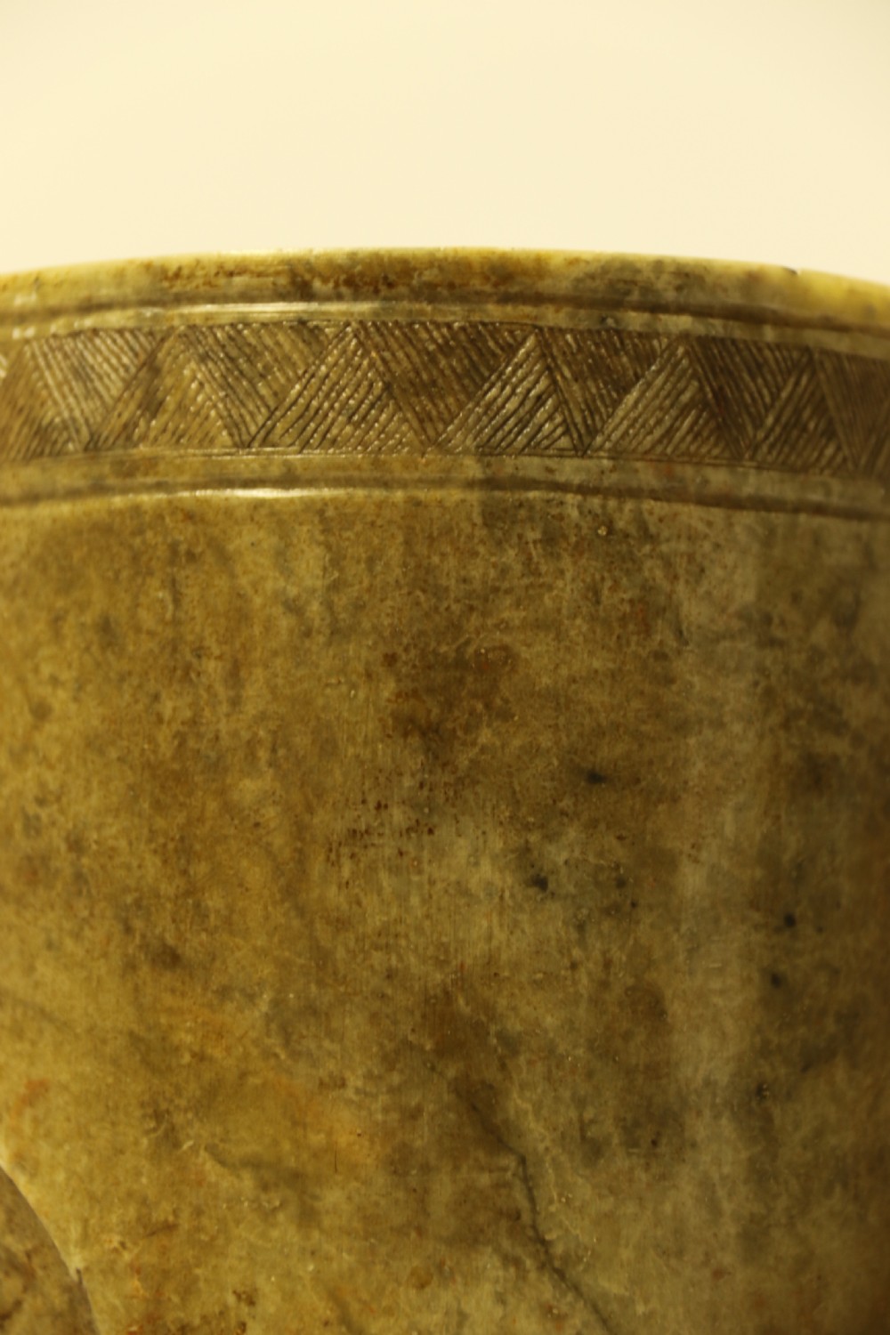 A Rare Chinese Carved Soap Stone Brush Pot   View III
