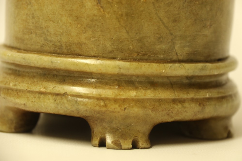 A Rare Chinese Carved Soap Stone Brush Pot   View V