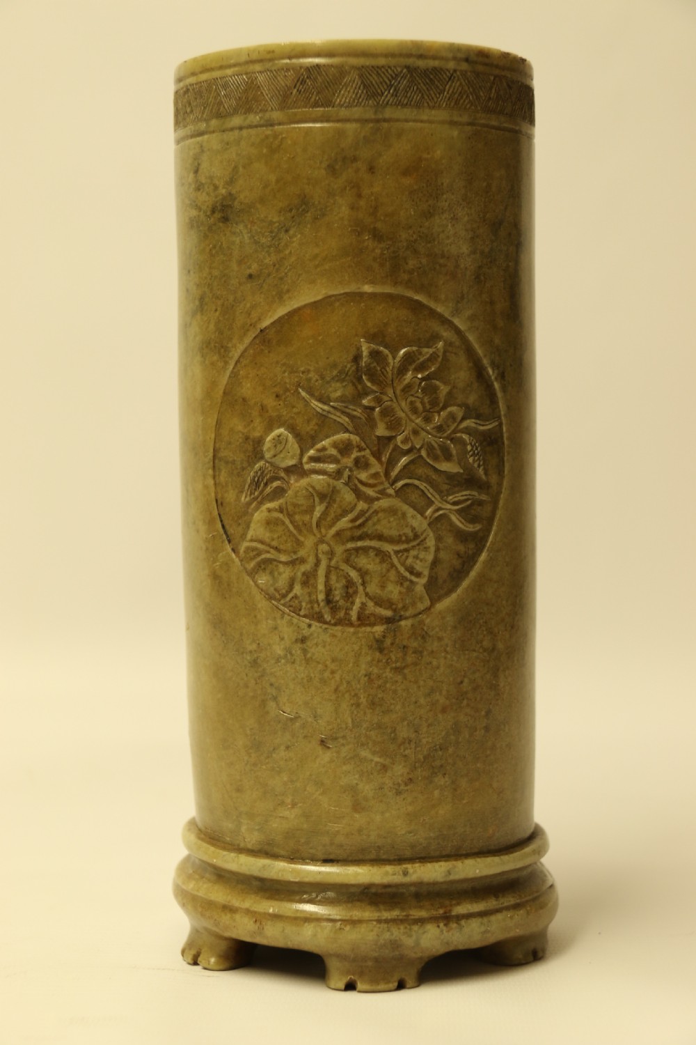 A Rare Chinese Carved Soap Stone Brush Pot   View XI