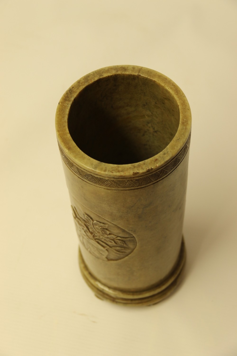 A Rare Chinese Carved Soap Stone Brush Pot   View XIII