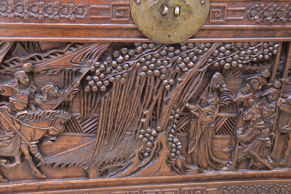 A Superb Chinese Carved Hardwood Chest/Blanket Box View XII