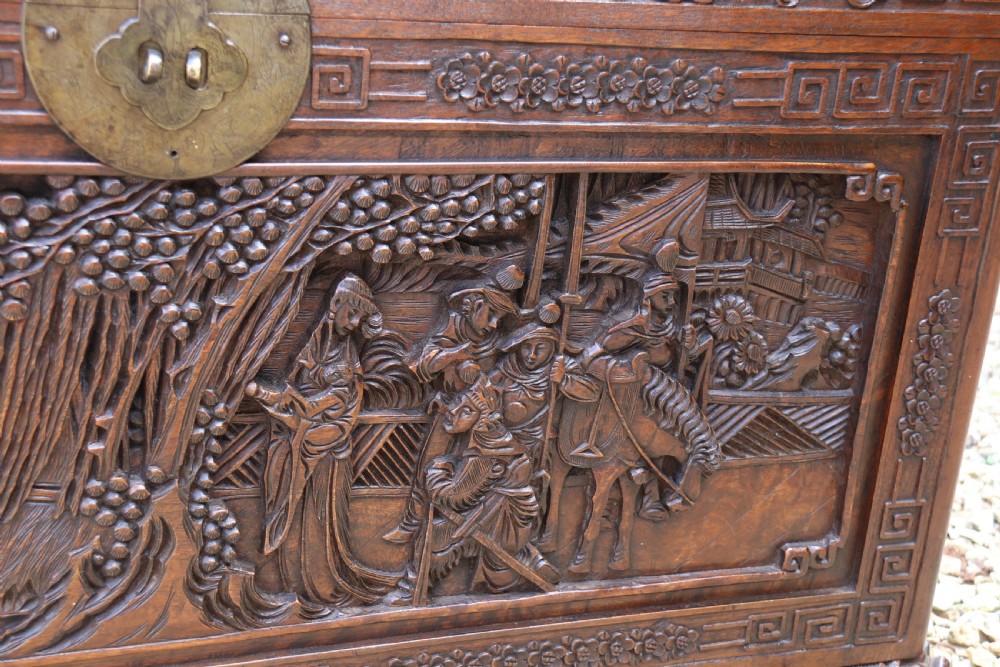 A Superb Chinese Carved Hardwood Chest/Blanket Box View XIII