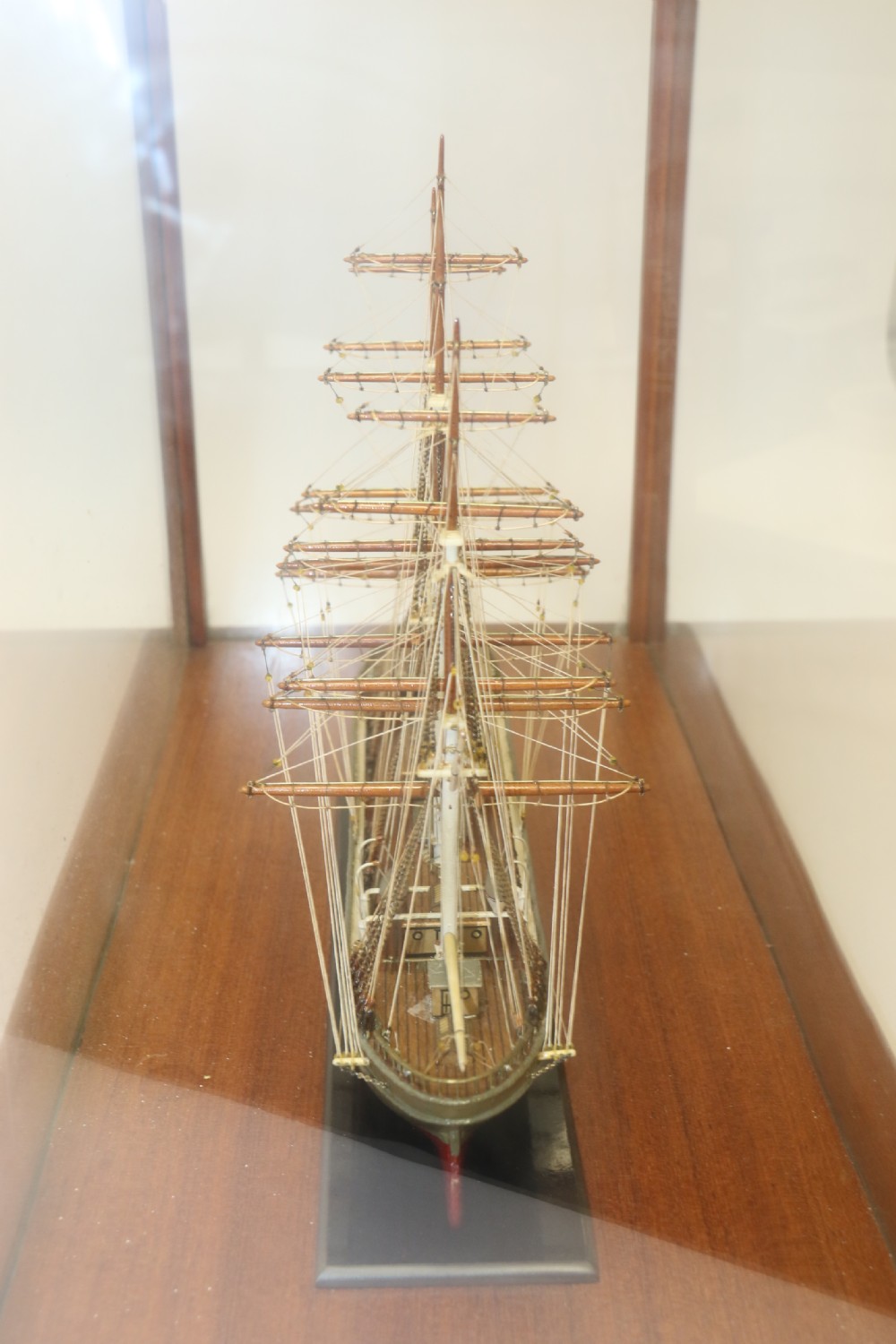 A Hand Modelled Ship in a Glass and Mahogany Case, C 1910 View VII