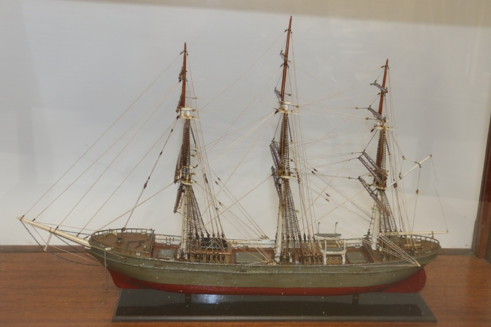 A Hand Modelled Ship in a Glass and Mahogany Case, C 1910 View VIII
