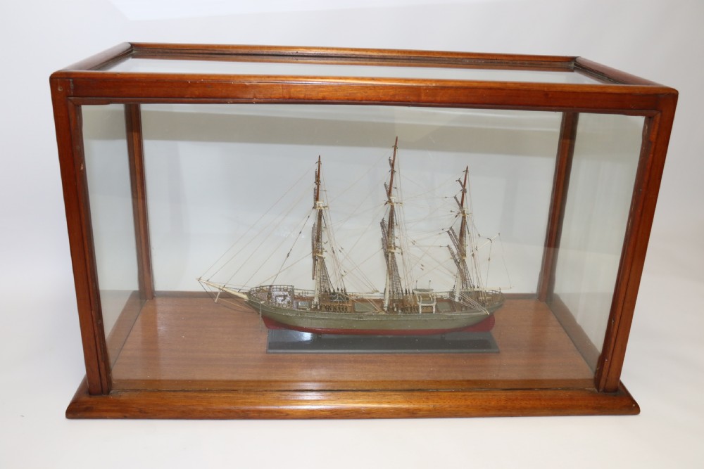 A Hand Modelled Ship in a Glass and Mahogany Case, C 1910 View IX