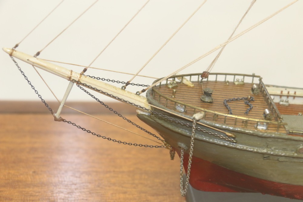 A Hand Modelled Ship in a Glass and Mahogany Case, C 1910 View XI