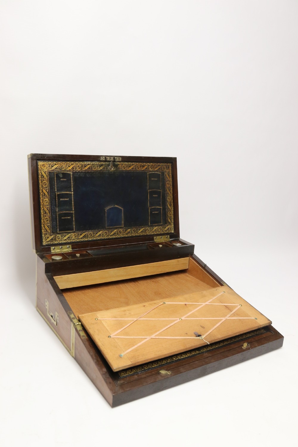 A superb early 19th C gentleman’s brass mounted Campaign Writing Box View IX