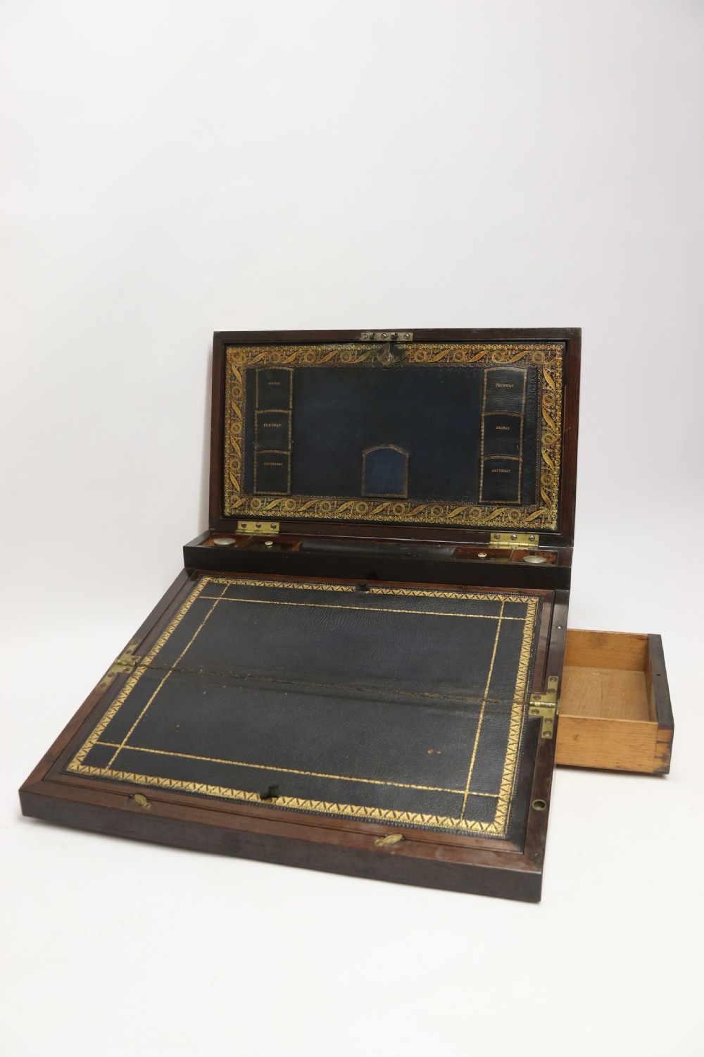 A superb early 19th C gentleman’s brass mounted Campaign Writing Box View X