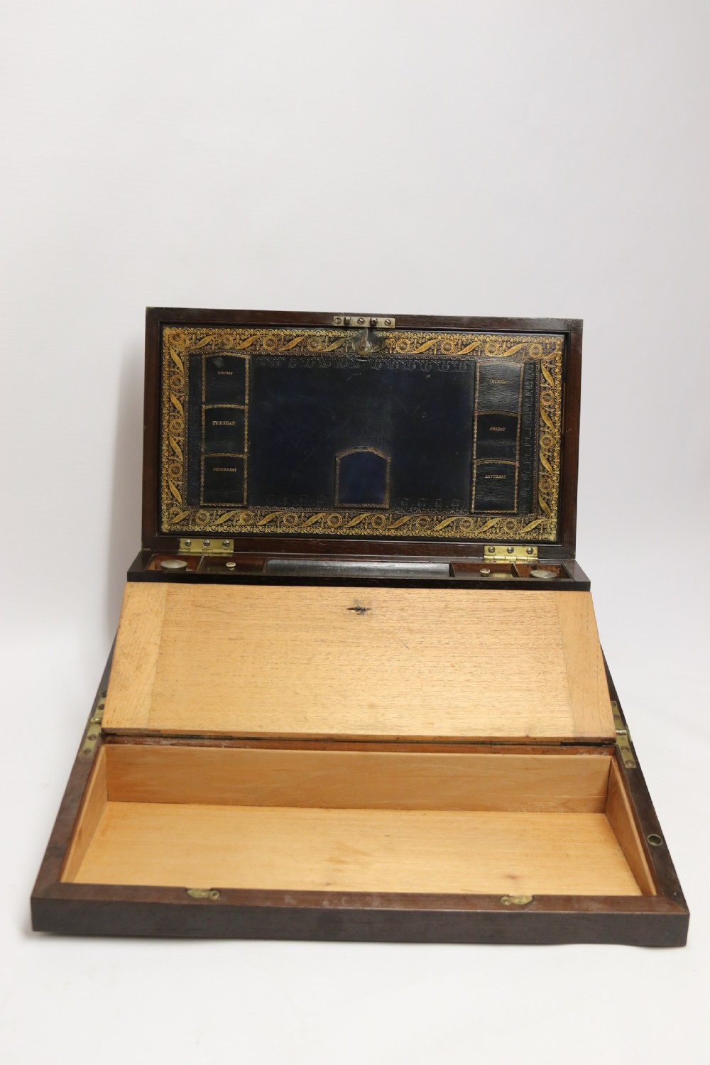 A superb early 19th C gentleman’s brass mounted Campaign Writing Box View XIII