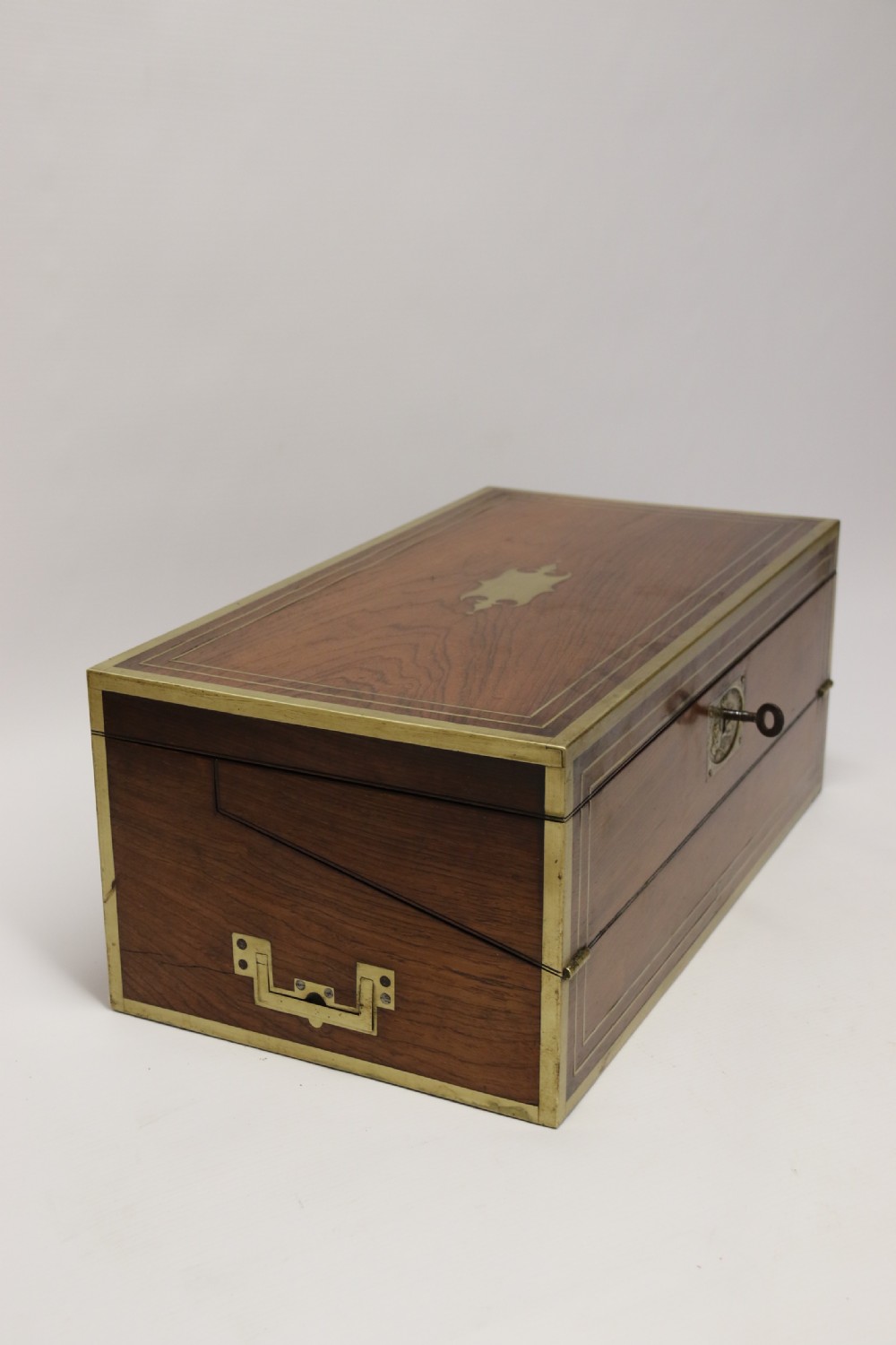 A superb early 19th C gentleman’s brass mounted Campaign Writing Box View XX