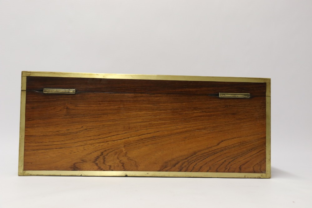 A superb early 19th C gentleman’s brass mounted Campaign Writing Box View XXI