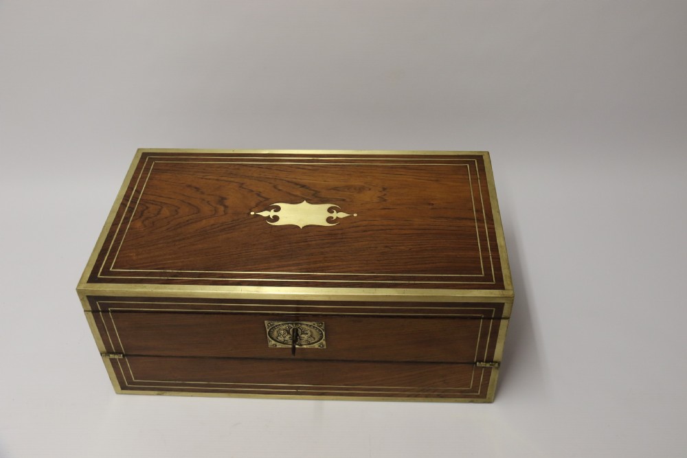 A superb early 19th C gentleman’s brass mounted Campaign Writing Box View XXIII