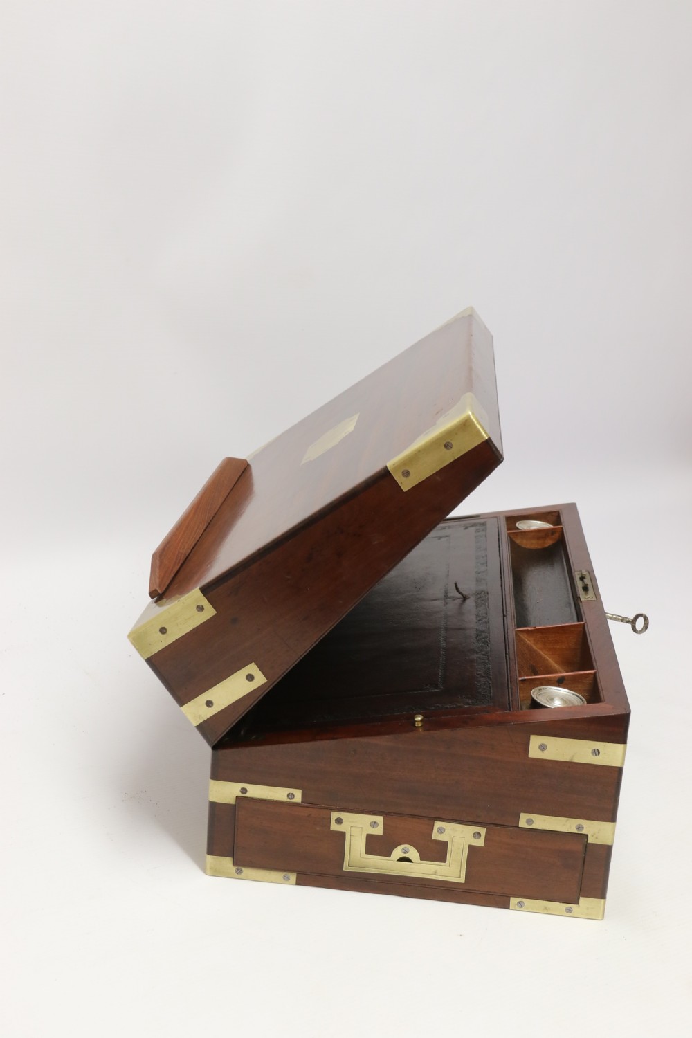 An English early 19th c brass mounted Campaign Writing Box View XIX