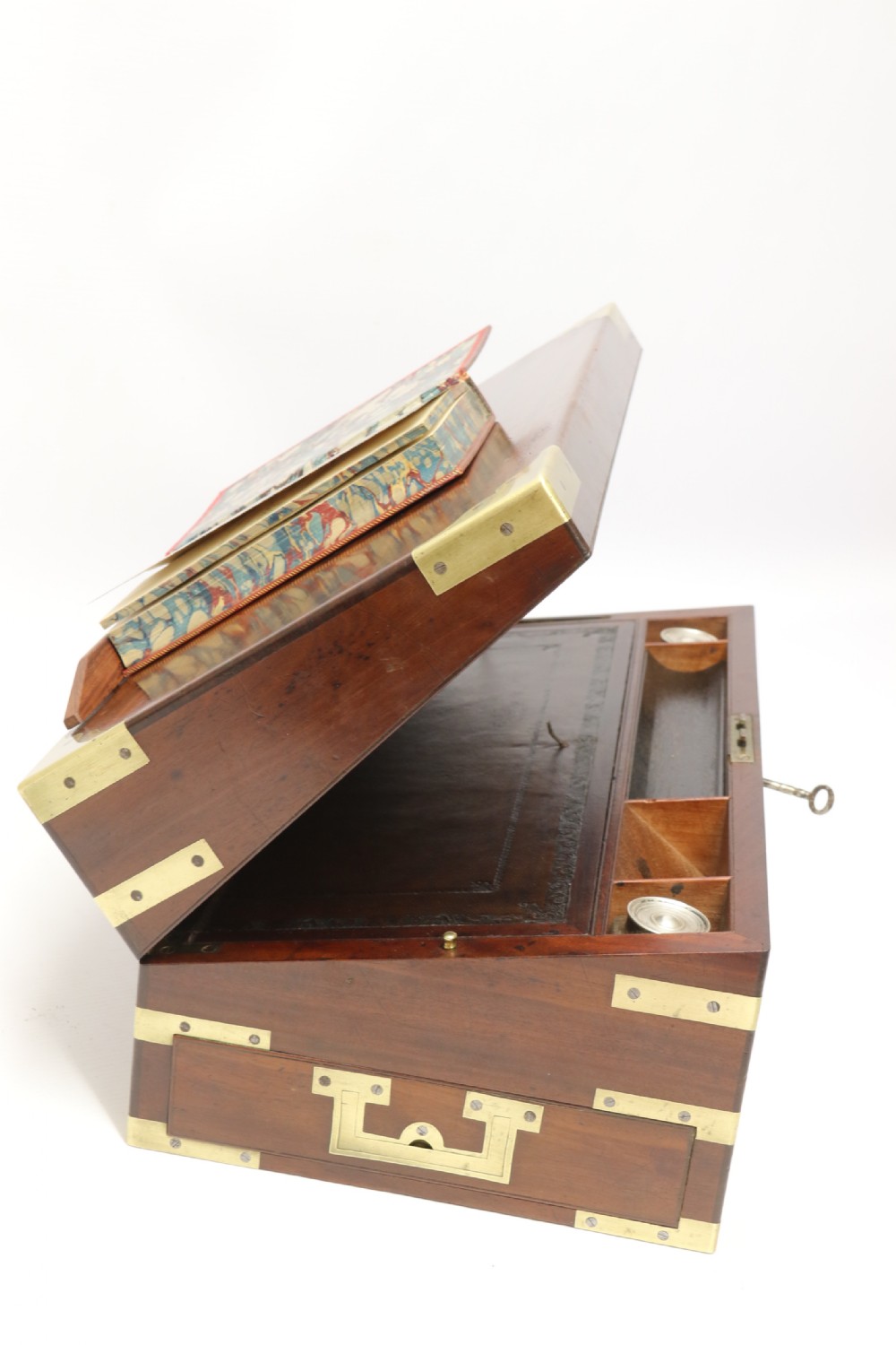 An English early 19th c brass mounted Campaign Writing Box View XXI