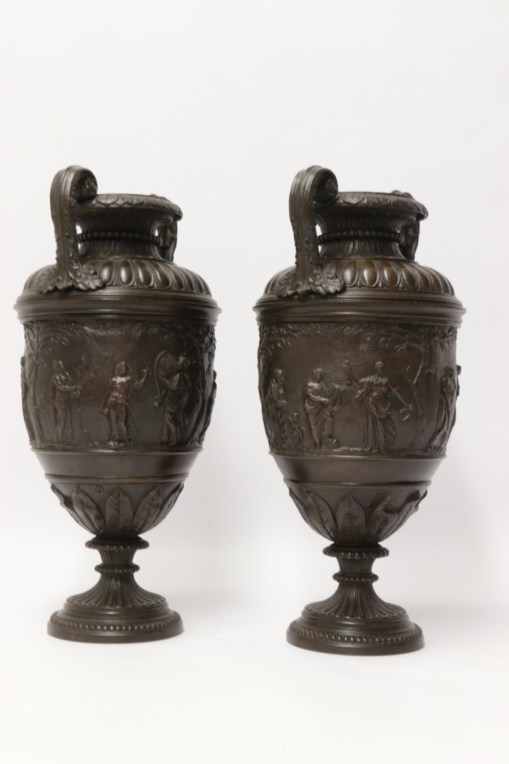 A fine pair of Grand Tour French 19th C Neoclassical Bronze Urns View IV