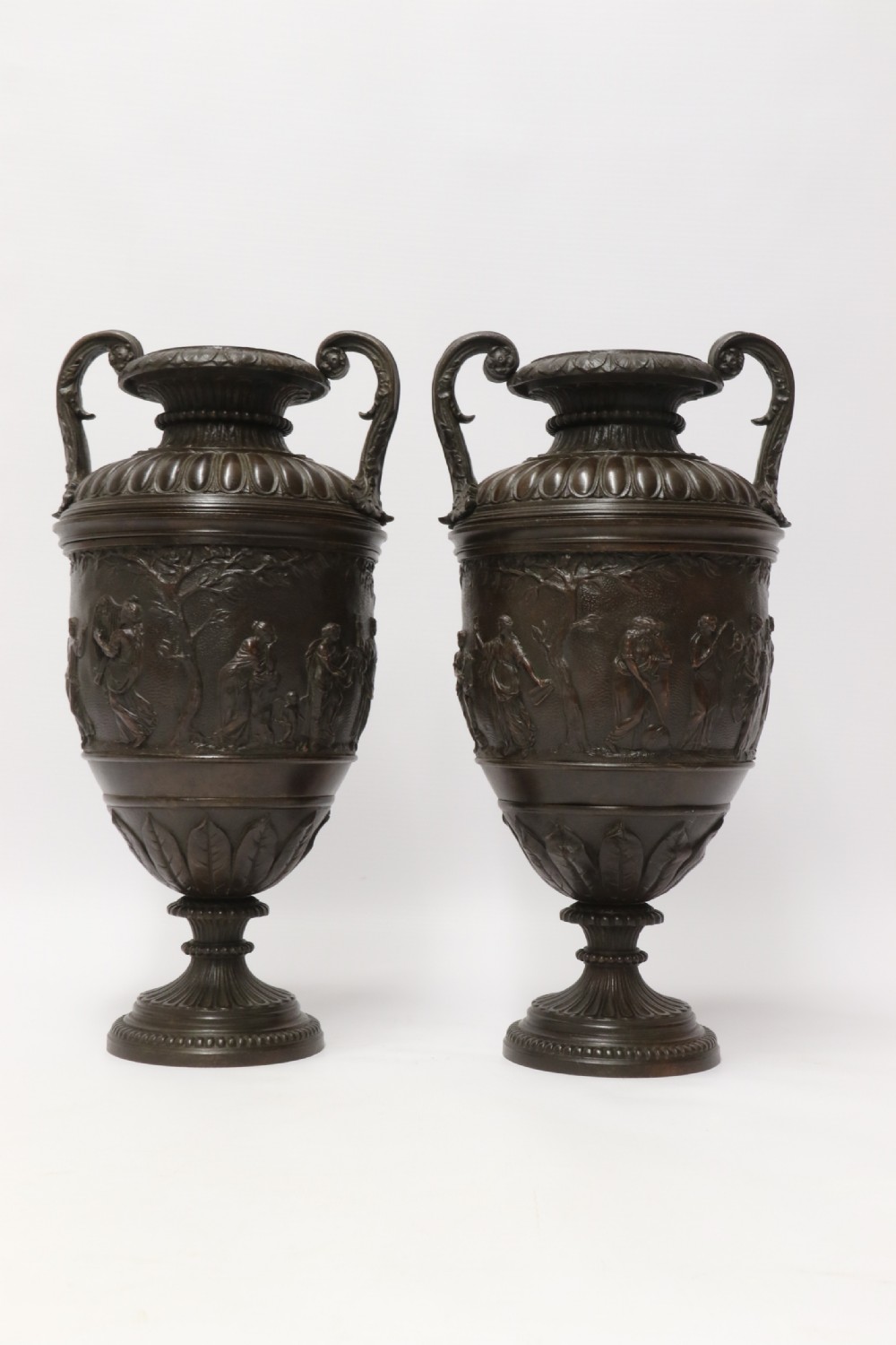 A fine pair of Grand Tour French 19th C Neoclassical Bronze Urns View V