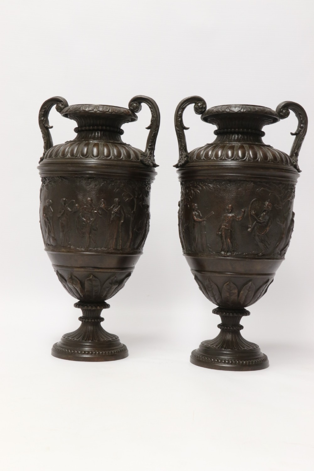 A fine pair of Grand Tour French 19th C Neoclassical Bronze Urns View VII