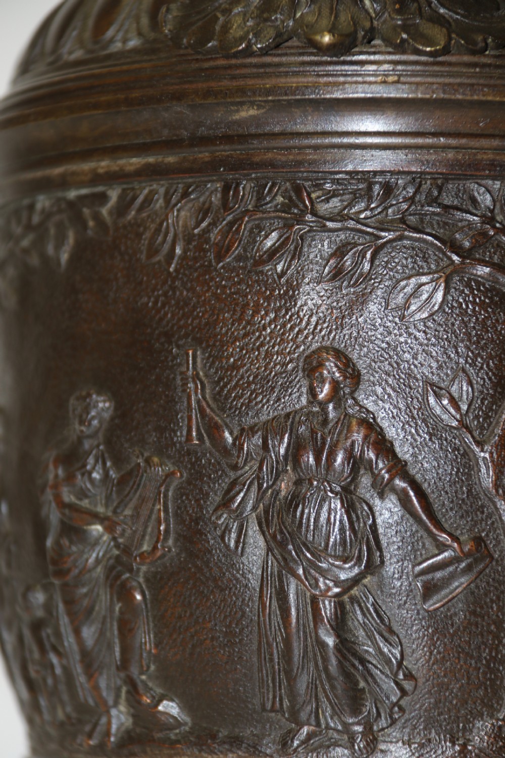 A fine pair of Grand Tour French 19th C Neoclassical Bronze Urns View XVI