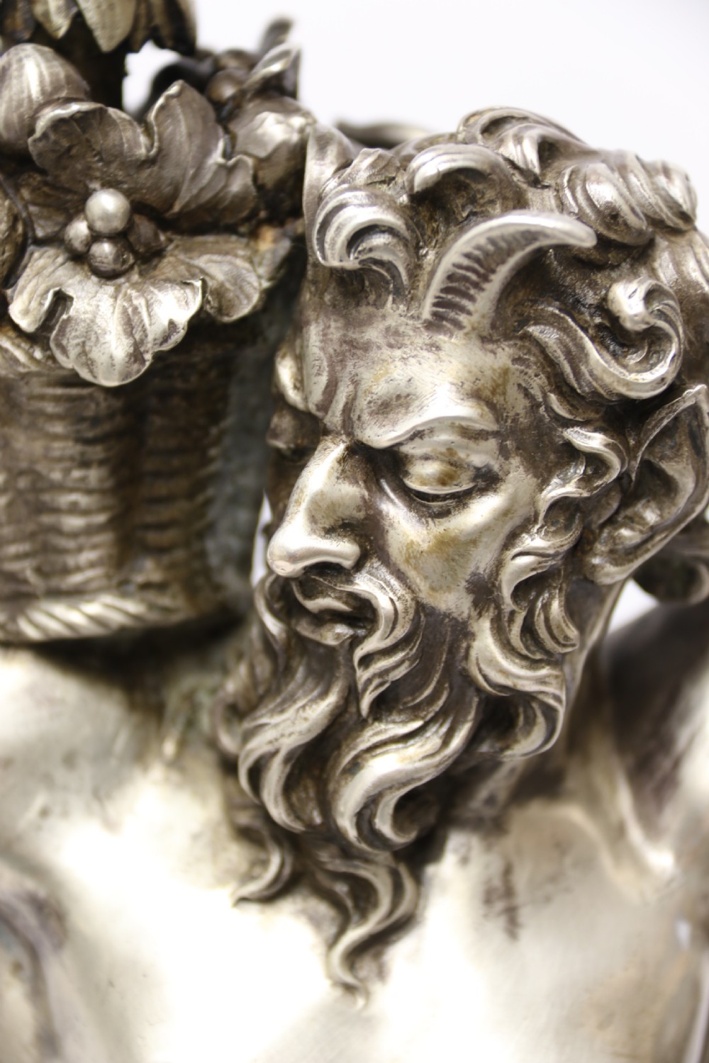 A Large pair of  19th c silvered bronze classical figurative candlesticks View IX