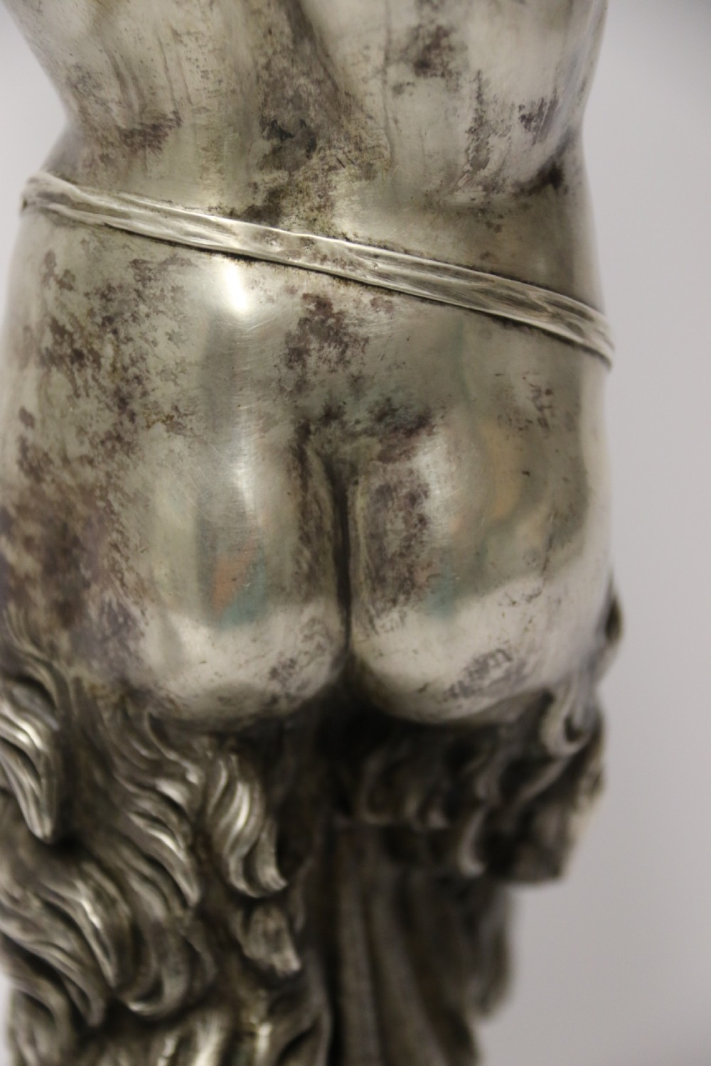 A Large pair of  19th c silvered bronze classical figurative candlesticks View XIII