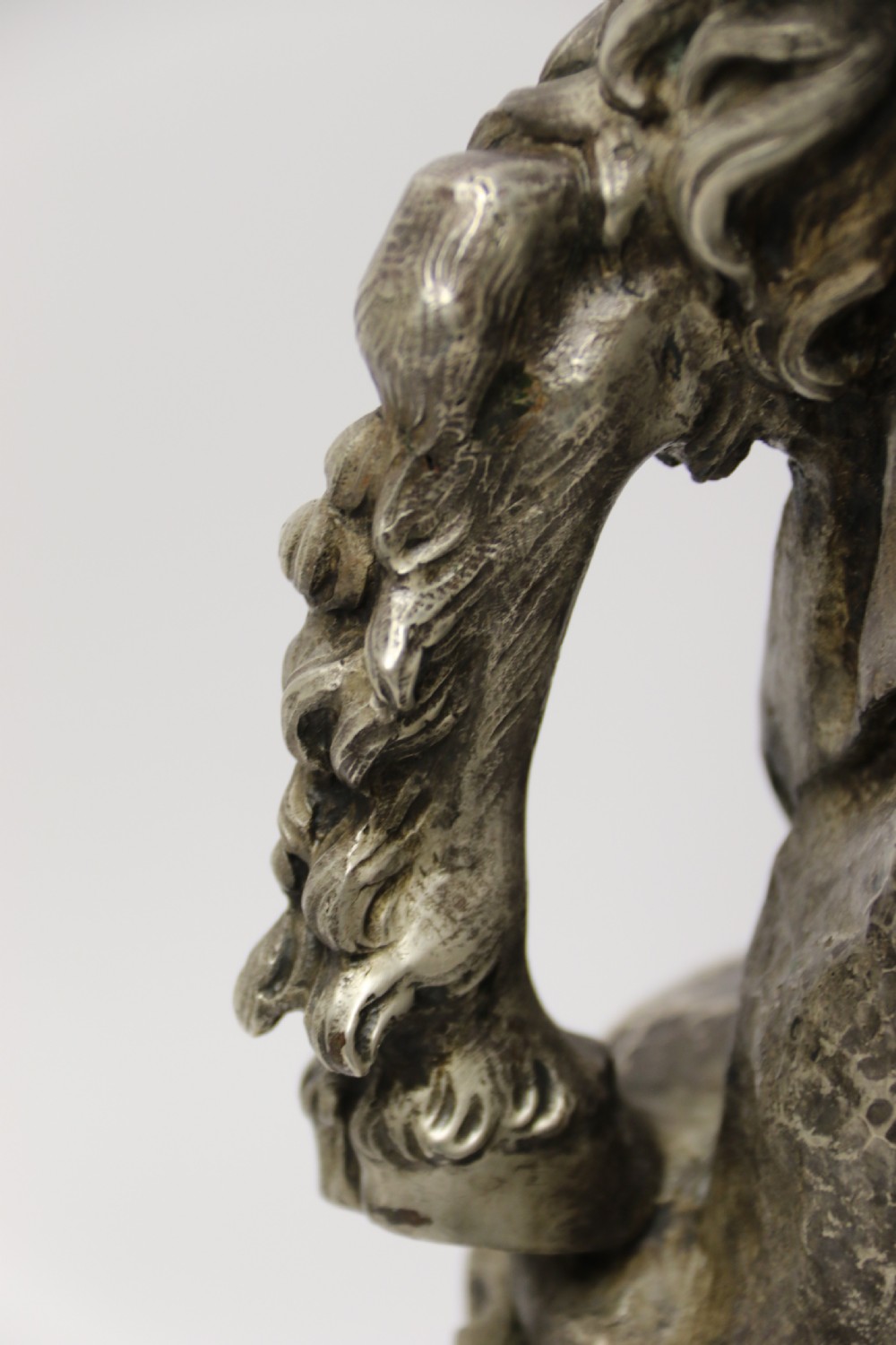 A Large pair of  19th c silvered bronze classical figurative candlesticks View XXI
