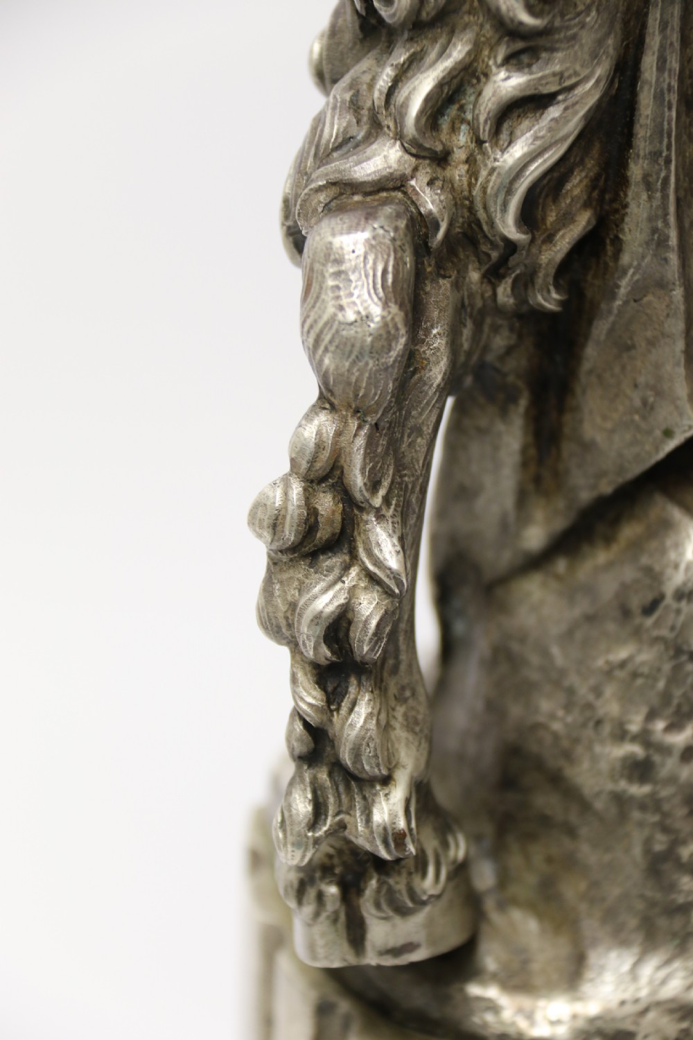 A Large pair of  19th c silvered bronze classical figurative candlesticks View XXIX
