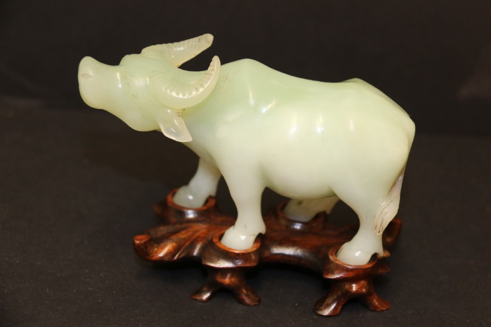 A Chinese hard stone carved water buffalo
