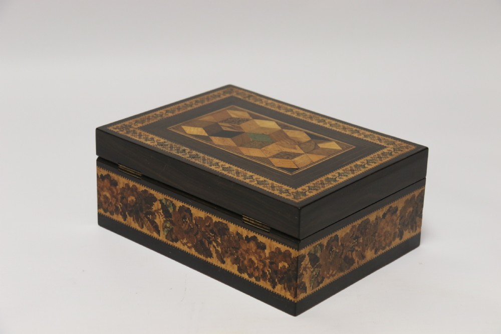 A superb labelled Tunbridge Ware Jewel Box View III
