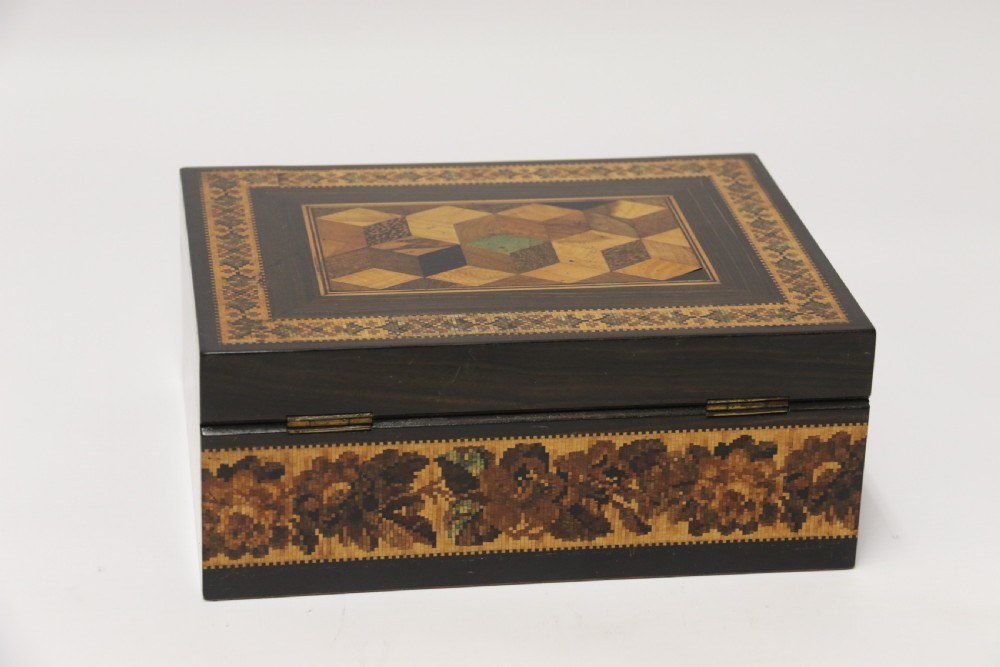 A superb labelled Tunbridge Ware Jewel Box View IV