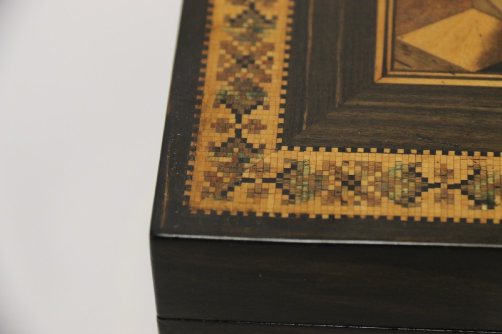 A superb labelled Tunbridge Ware Jewel Box View IX