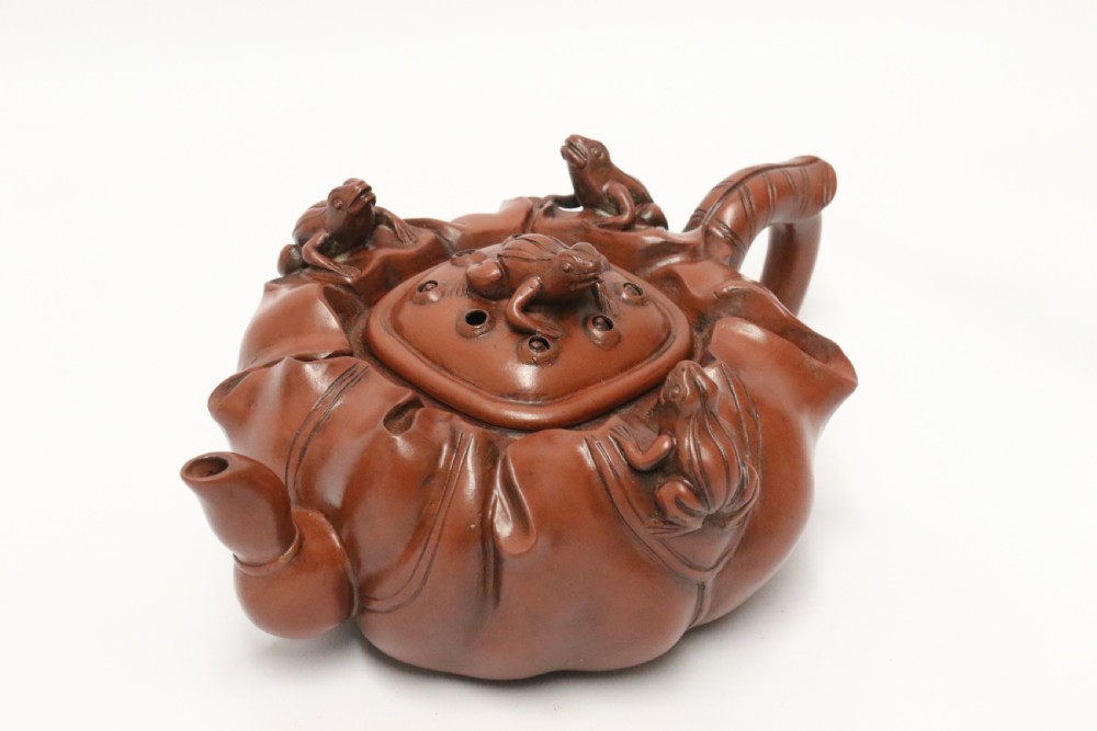 A rare Chinese 19th C Yixing pottery teapot