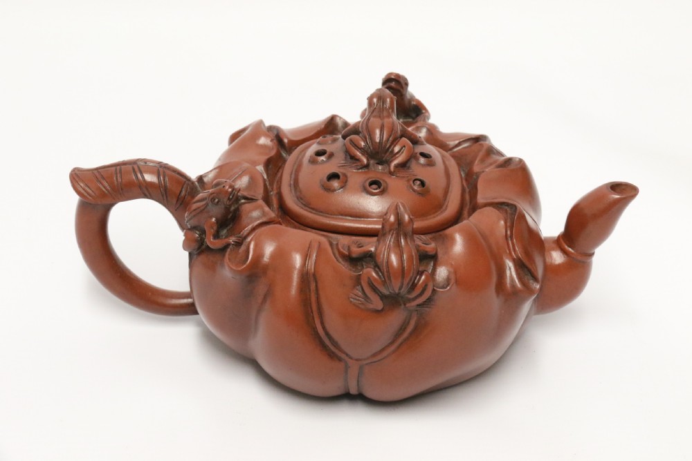 A rare Chinese 19th C Yixing pottery teapot View V