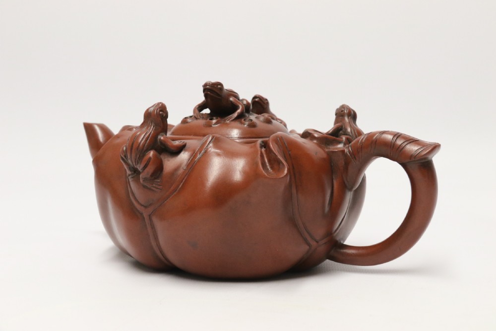 A rare Chinese 19th C Yixing pottery teapot View IX