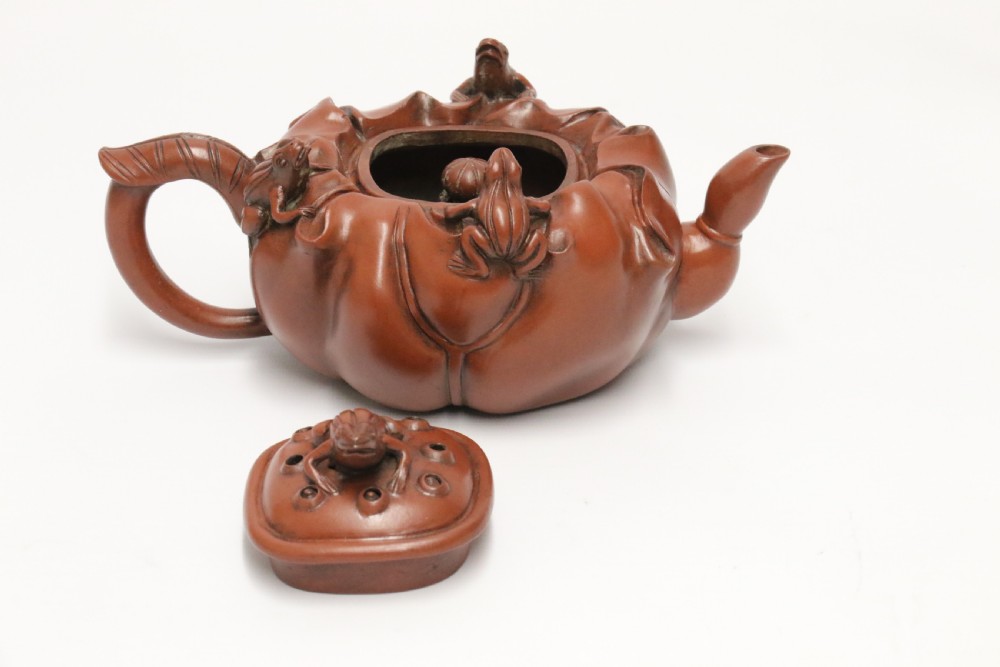 A rare Chinese 19th C Yixing pottery teapot View XVI