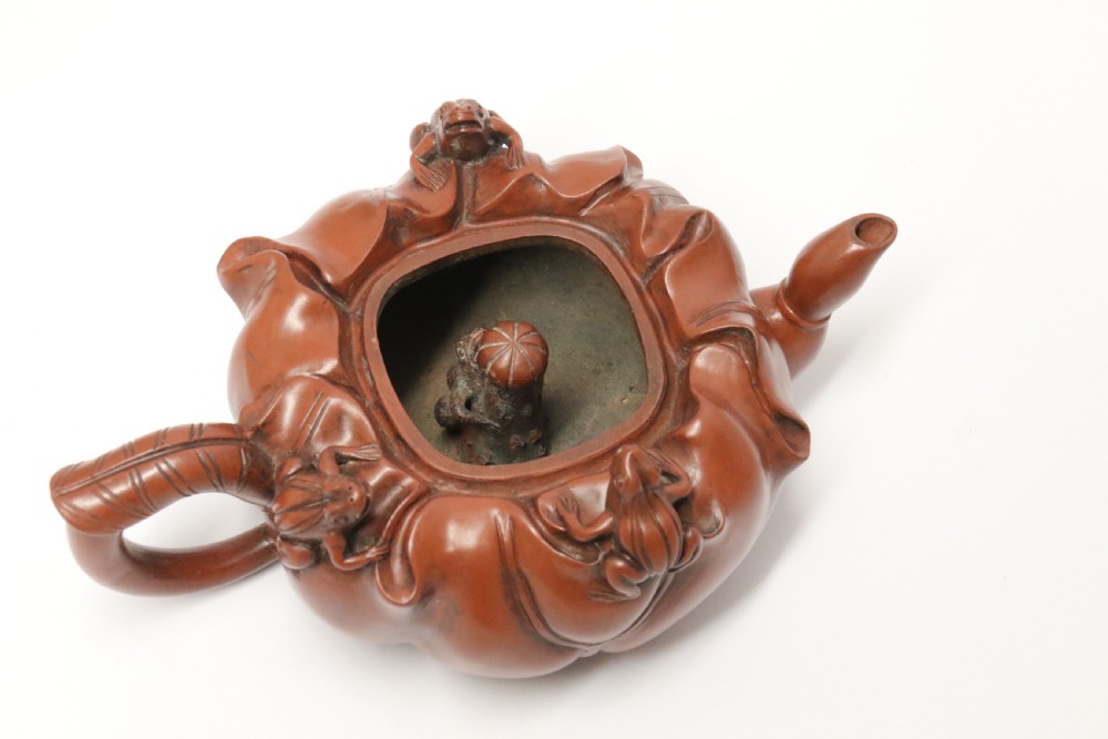 A rare Chinese 19th C Yixing pottery teapot View XX