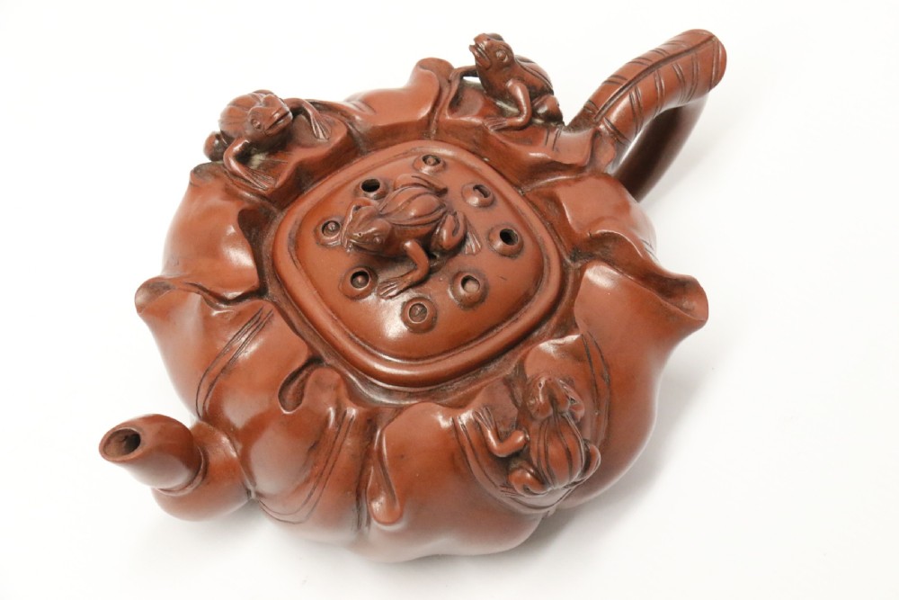 A rare Chinese 19th C Yixing pottery teapot View XXI