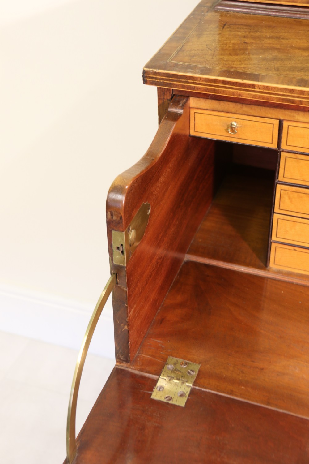 A superb George III Period inlaid Flame Mahogany Secretaire Bookcase/Display Cabinet  View VII