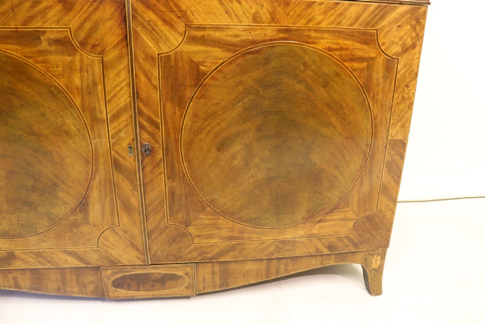 A superb George III Period inlaid Flame Mahogany Secretaire Bookcase/Display Cabinet  View XV