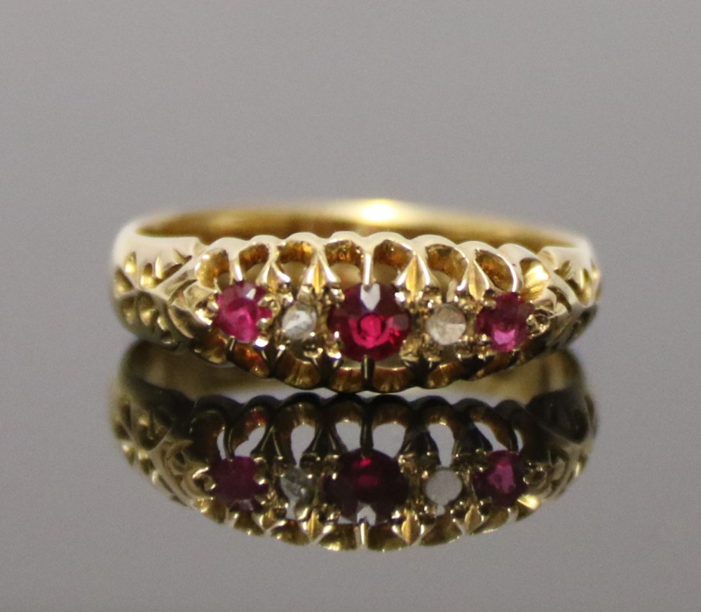 A superb 18 Ct. Ruby and Diamond Edwardian Ring.