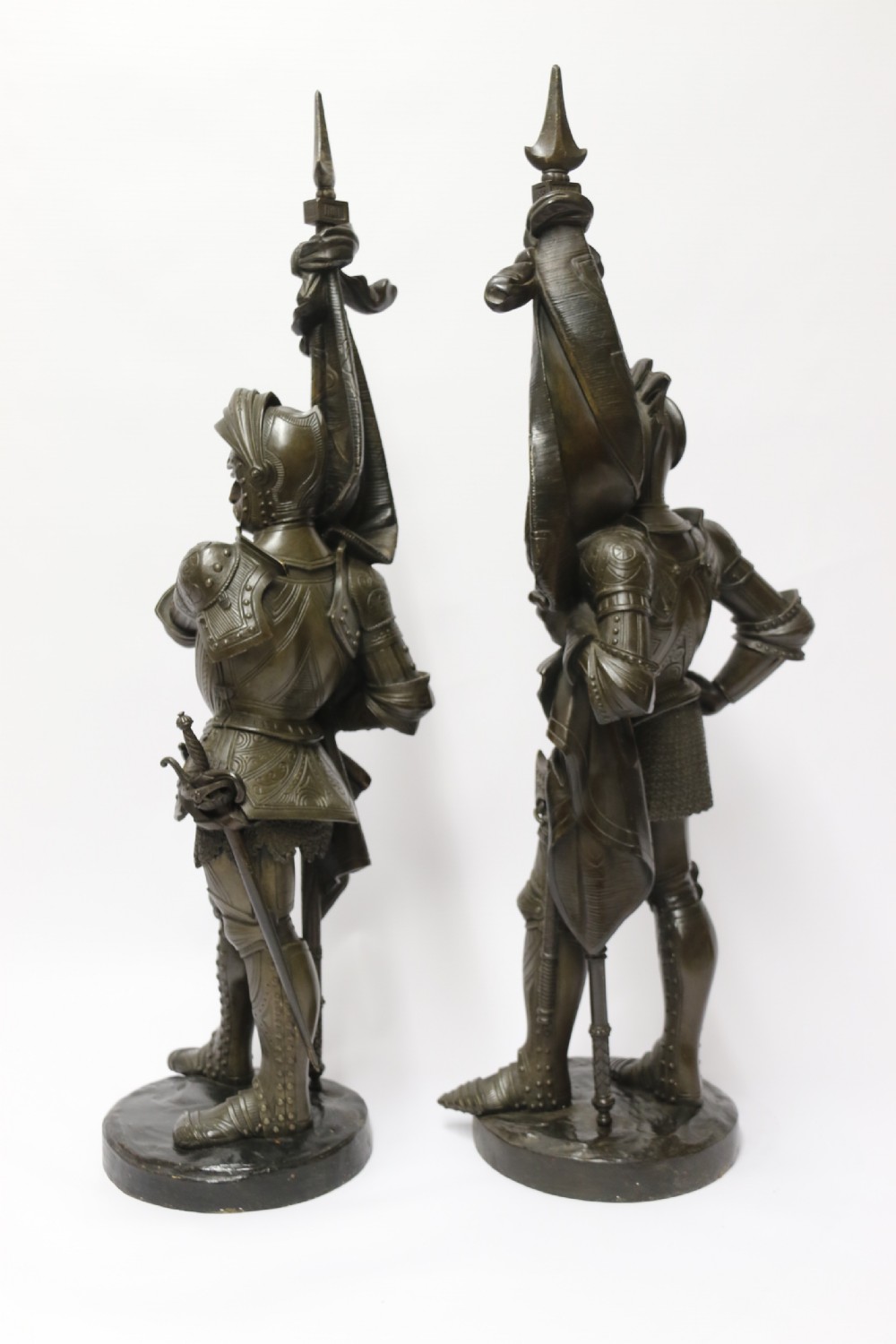 Superb pair mid 19th C bronze knights, Circa 1860 View VI